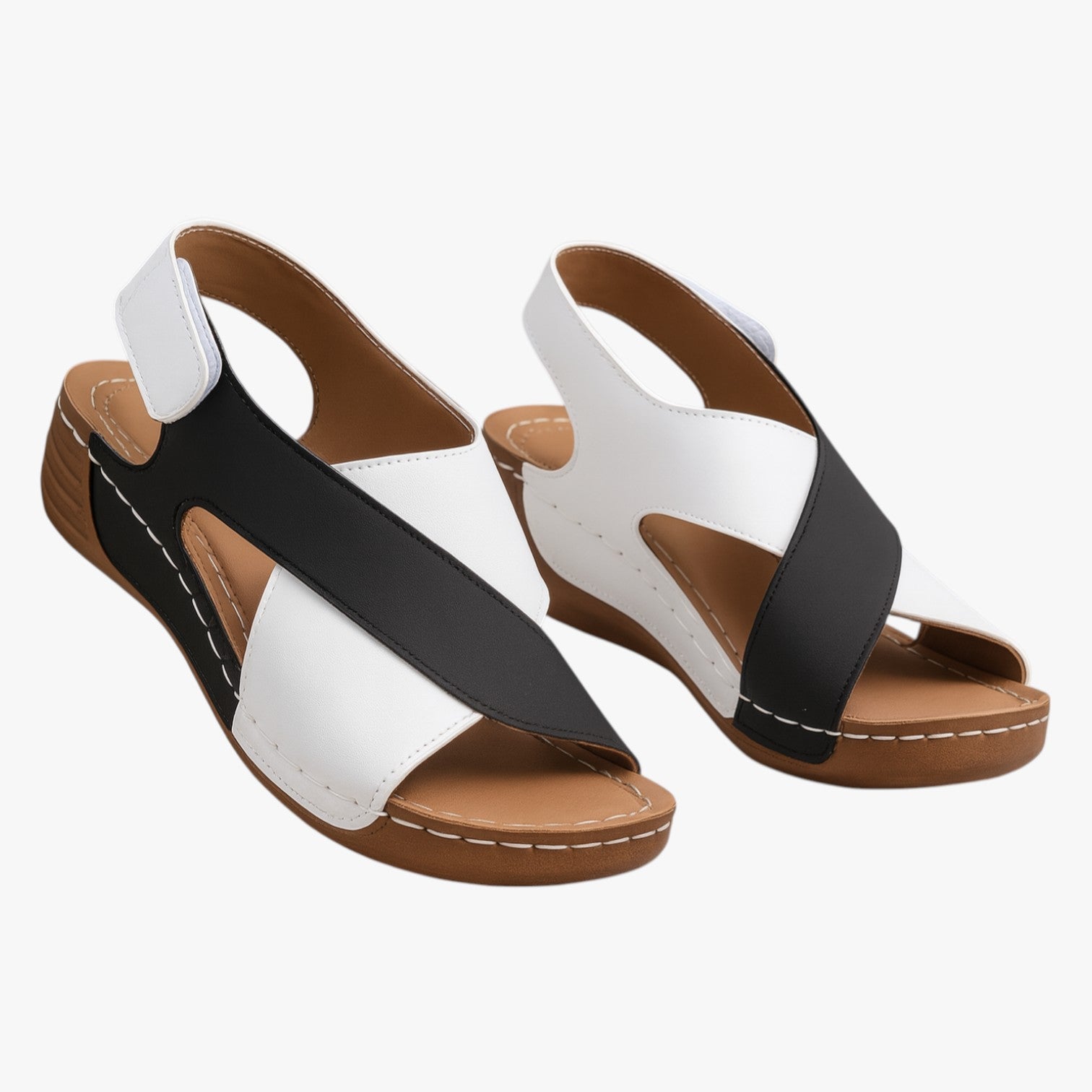 Rachelle | Sommerlig komfort med stil - Bløde og lette kilehæle sandals - Sort - Rachelle | Sommerlig komfort med stil - Bløde og lette kilehæle sandals - €25 - {{ product_tags }