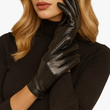 Leah | Women's Leather Winter Gloves in PU Touchscreen & Windproof