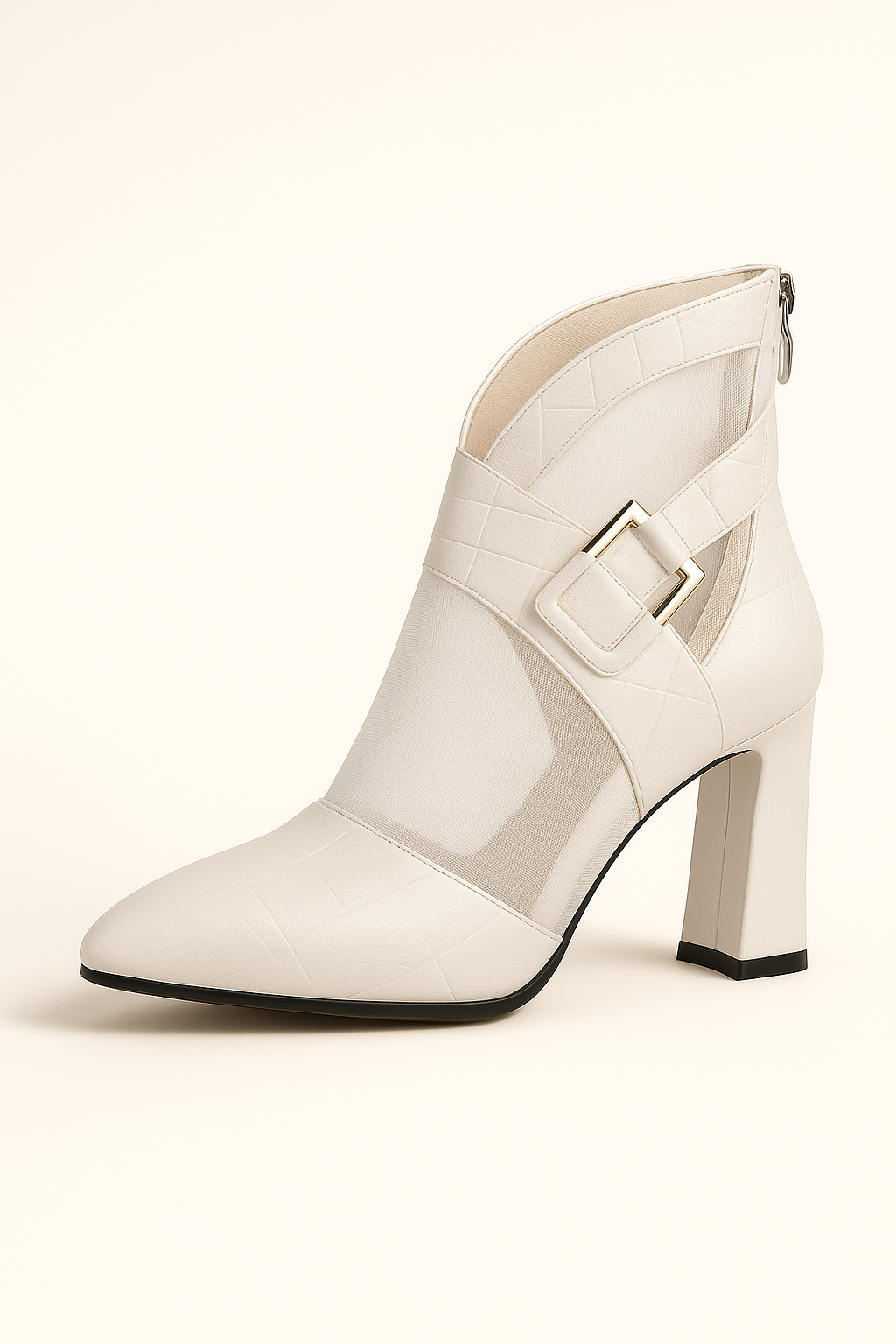 Arielle | Sommerstøvler med gennemsigtigt net og spænde Rem - Beige Hvid - Arielle | Sommerstøvler med gennemsigtigt net og spænde Rem - €25 - {{ product_tags }