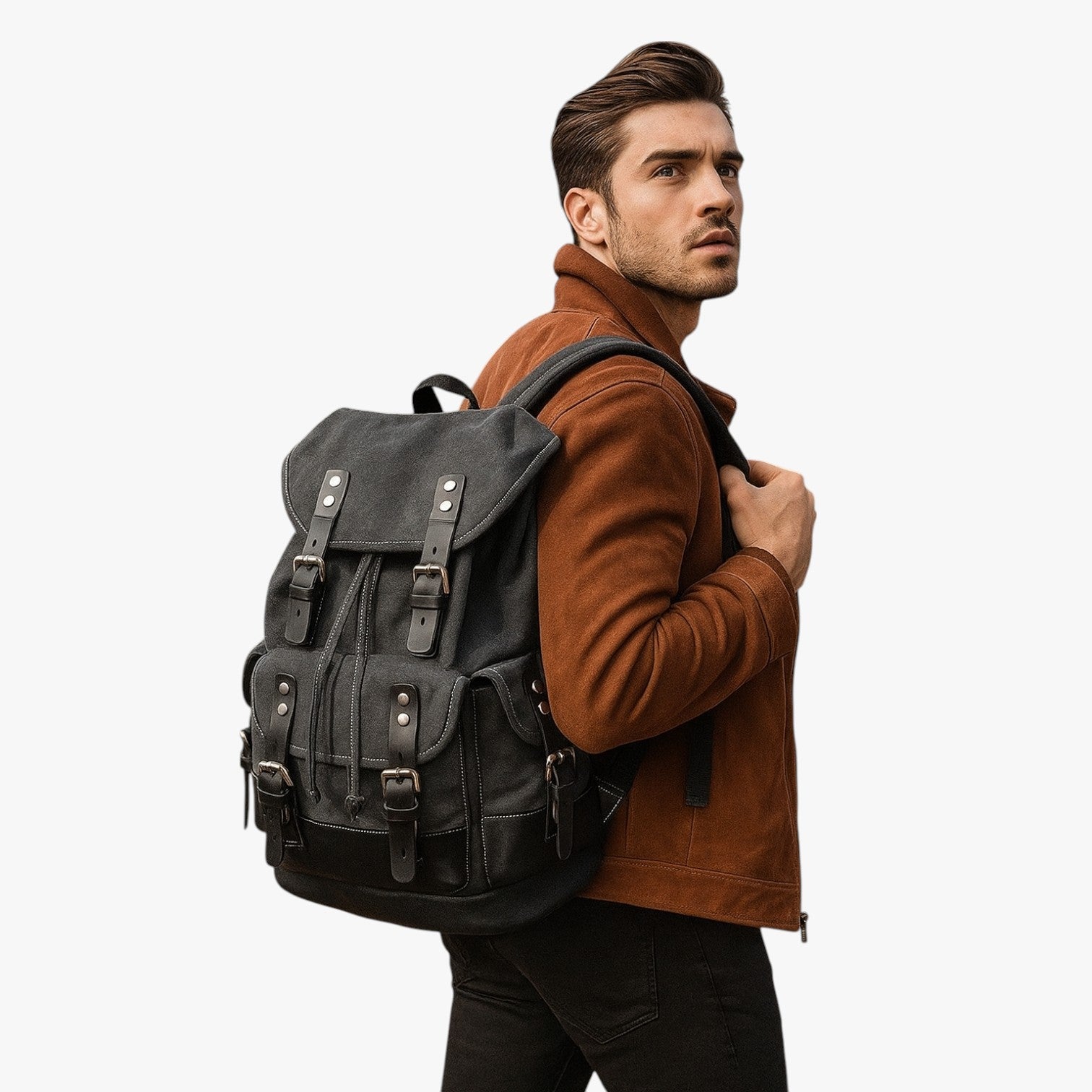 Conor | Stor rygsæk til vandreture i stof og læder med stor kapacitet - - Conor | Stor rygsæk til vandreture i stof og læder med stor kapacitet - €25 - {{ product_tags }