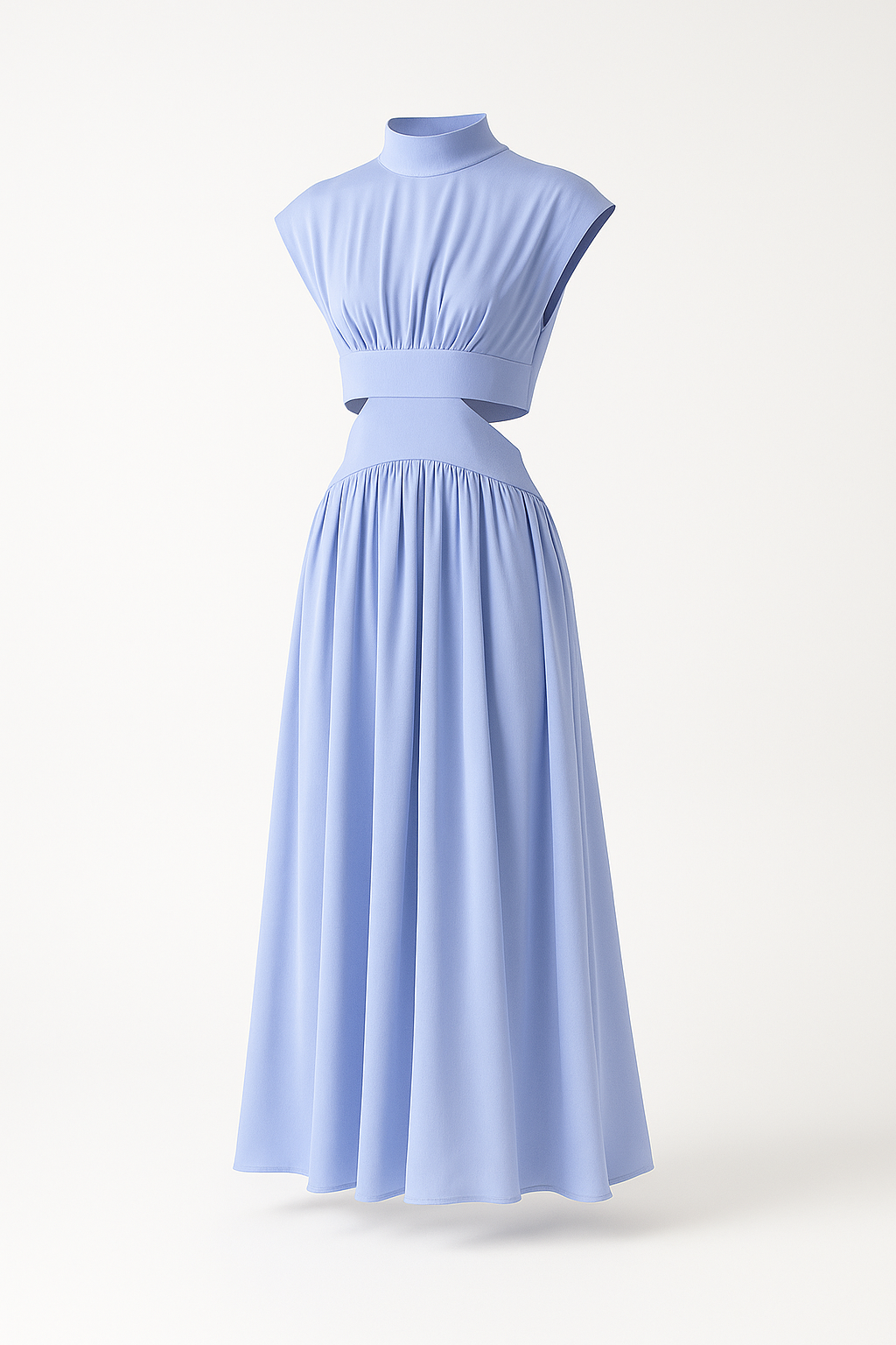 Anna | Elegant kjole i mellemlængde til kvinder med cut-outs og høj krave - Lyseblå - Anna | Elegant kjole i mellemlængde til kvinder med cut-outs og høj krave - €25 - {{ product_tags }
