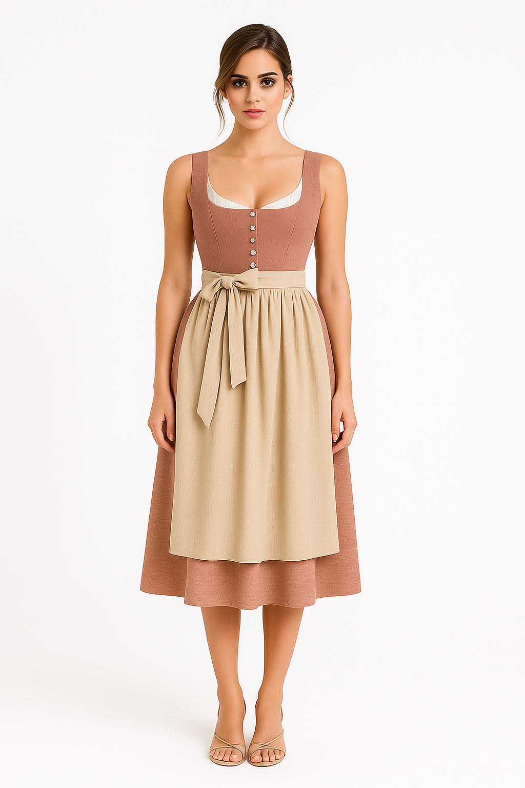 Palma | Traditionelt midi-kjole med sløjfe og retrodetaljer - - Palma | Traditionelt midi-kjole med sløjfe og retrodetaljer - €25 - {{ product_tags }