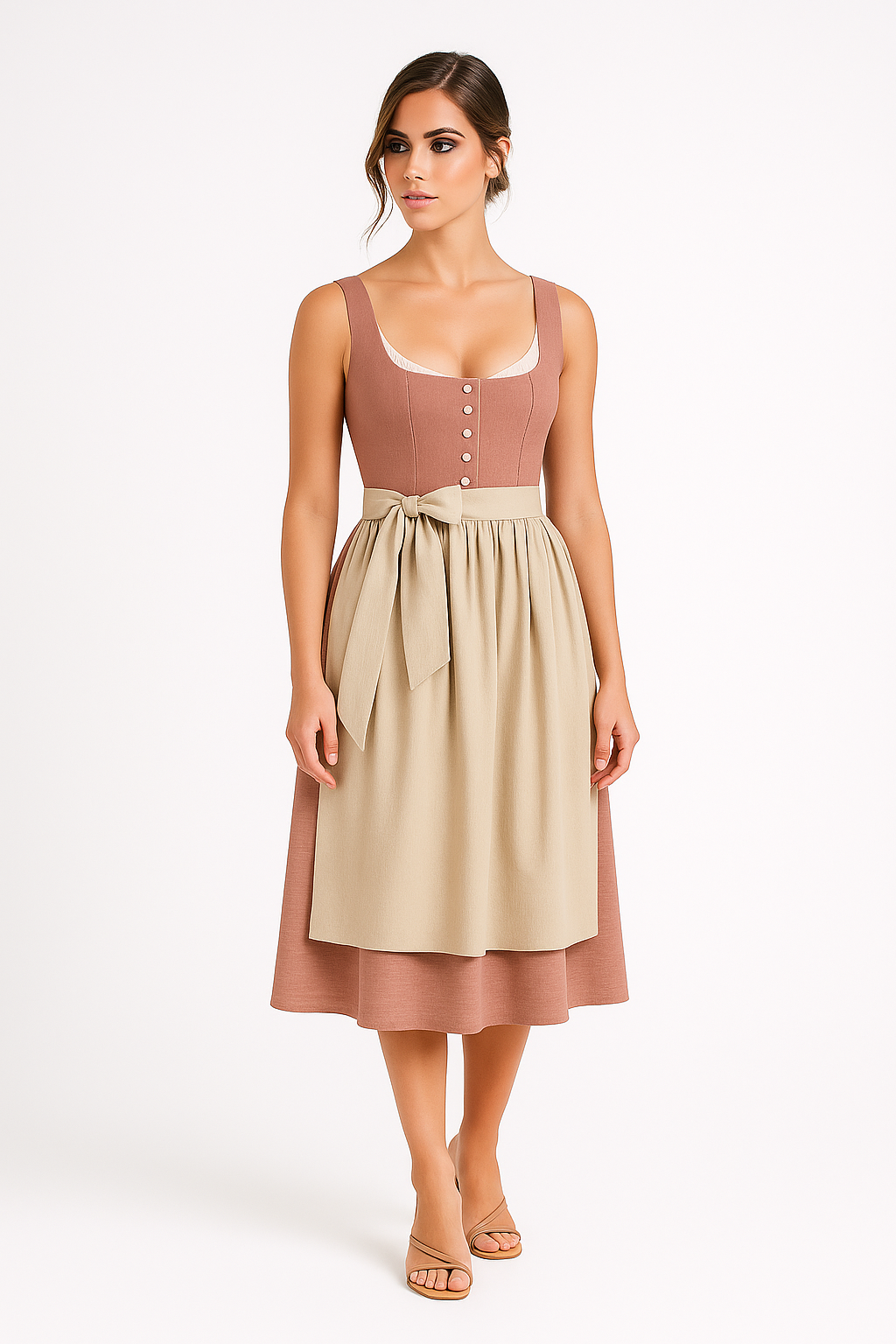 Palma | Traditionelt midi-kjole med sløjfe og retrodetaljer - - Palma | Traditionelt midi-kjole med sløjfe og retrodetaljer - €25 - {{ product_tags }