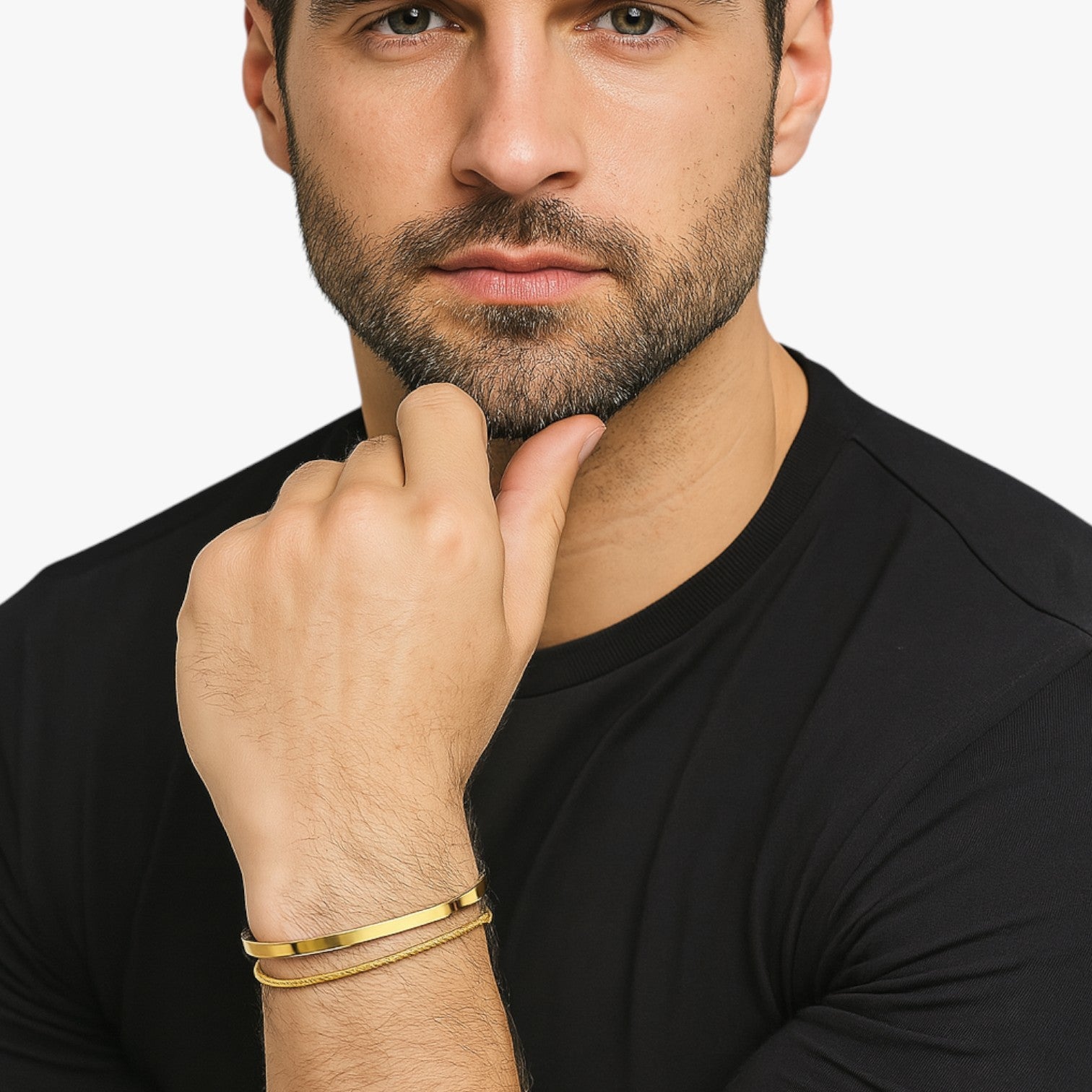 Philip | Sæt med herrearmbånd i stål med sorte detaljer - - Philip | Sæt med herrearmbånd i stål med sorte detaljer - €25 - {{ product_tags }