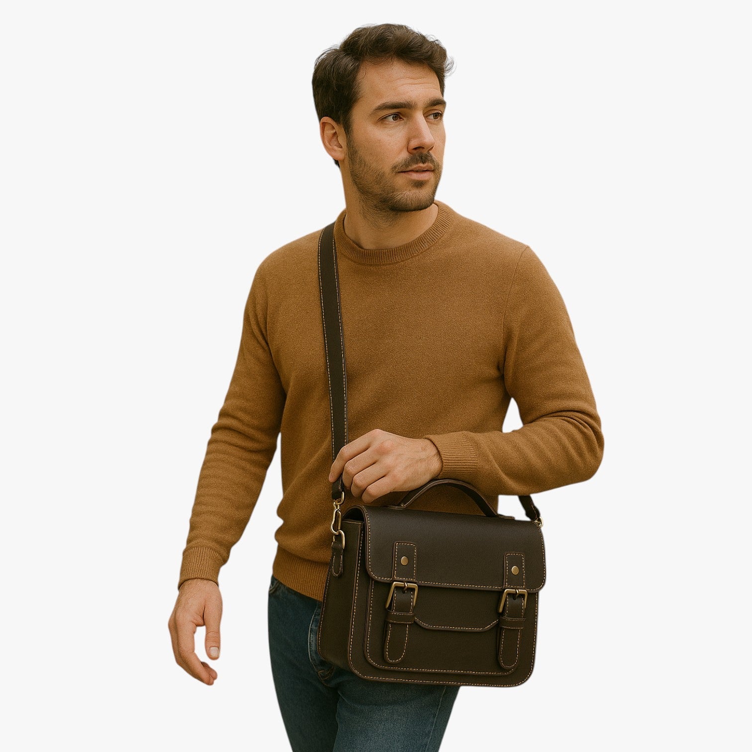 Nico | Unisex Anti-tyveri Læder Skuldertaske - - bags - {{ product_tags }