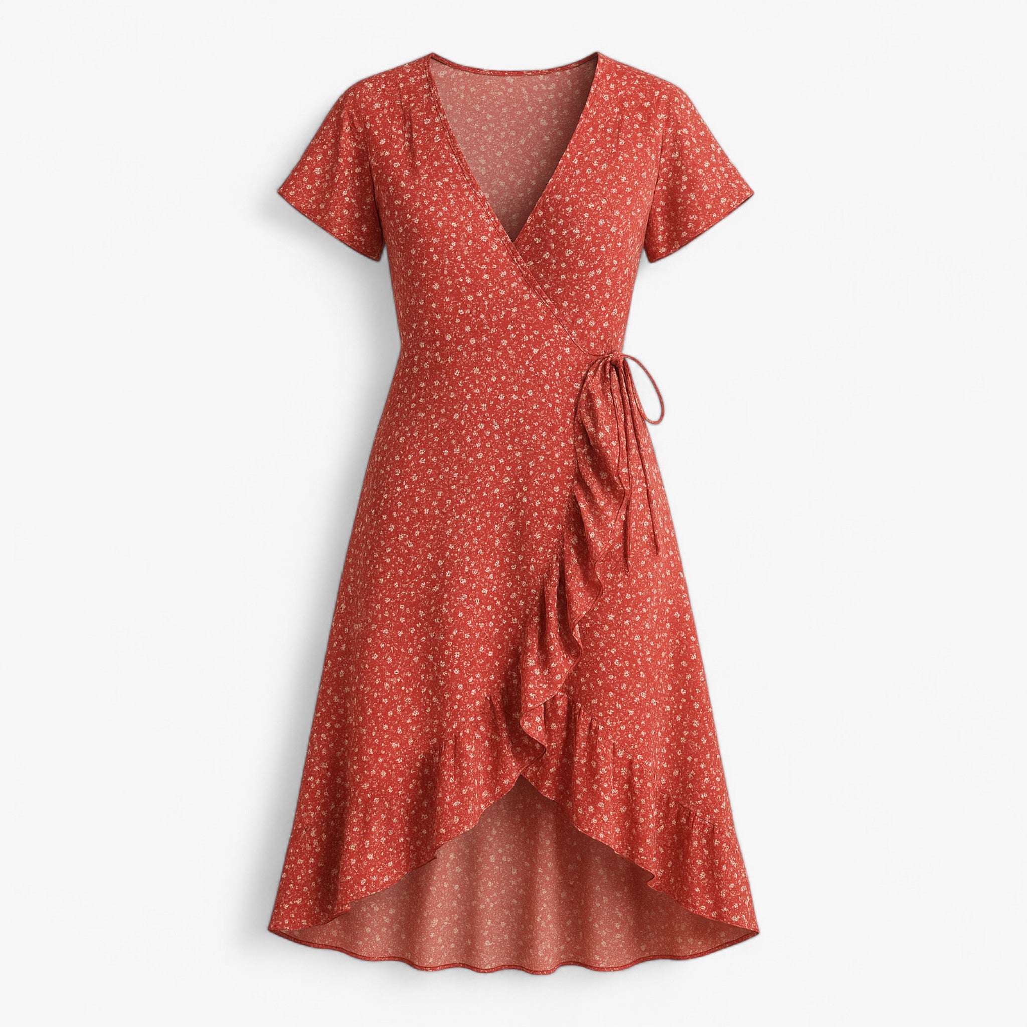Maria | Svøbekjole med blomsterprint - Rød - women's fashion - {{ product_tags }
