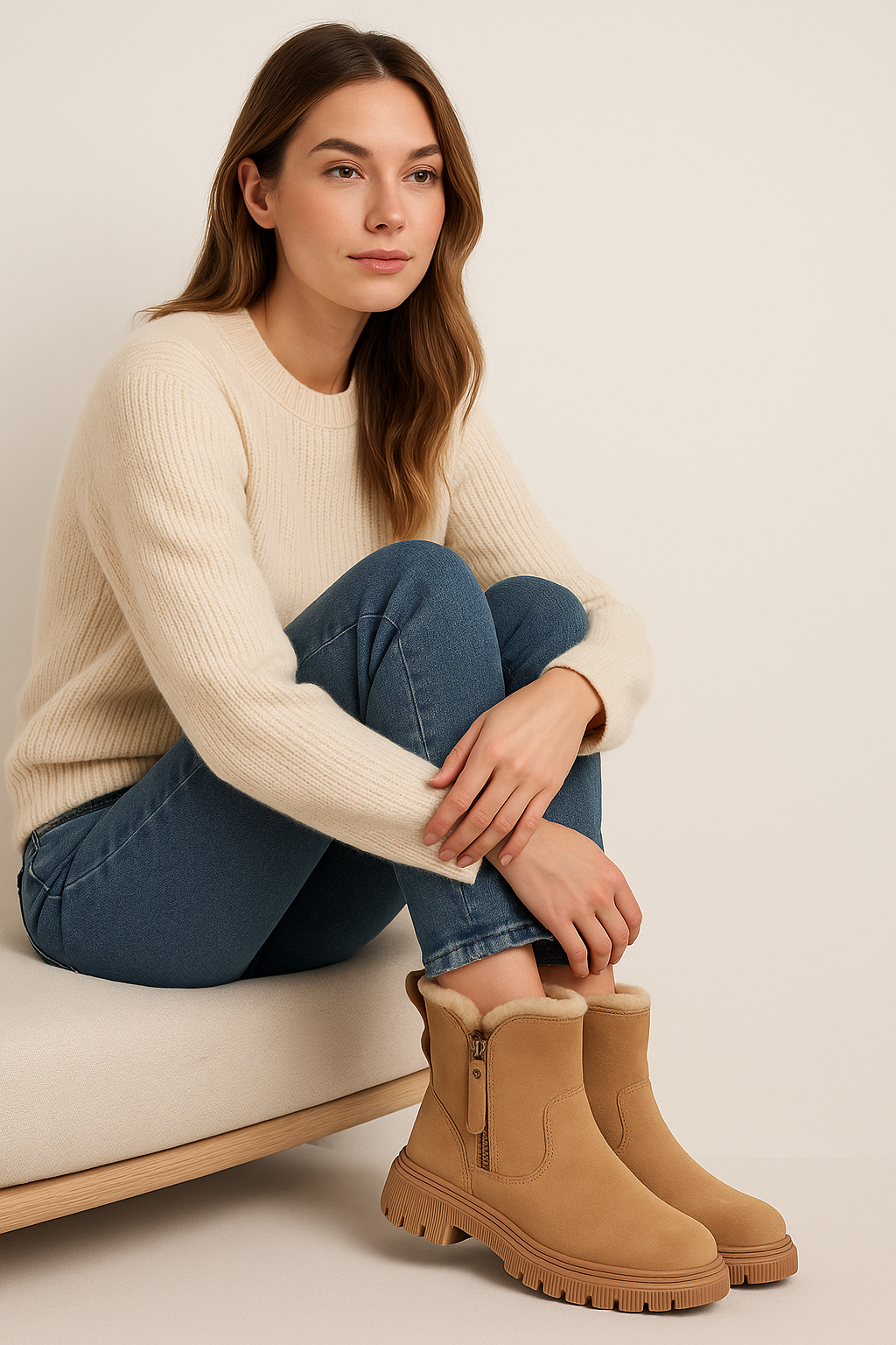 Alice | Vinterstøvler i ruskindspelsand – foret med kunstpels, komfortable - - shoes - {{ product_tags }