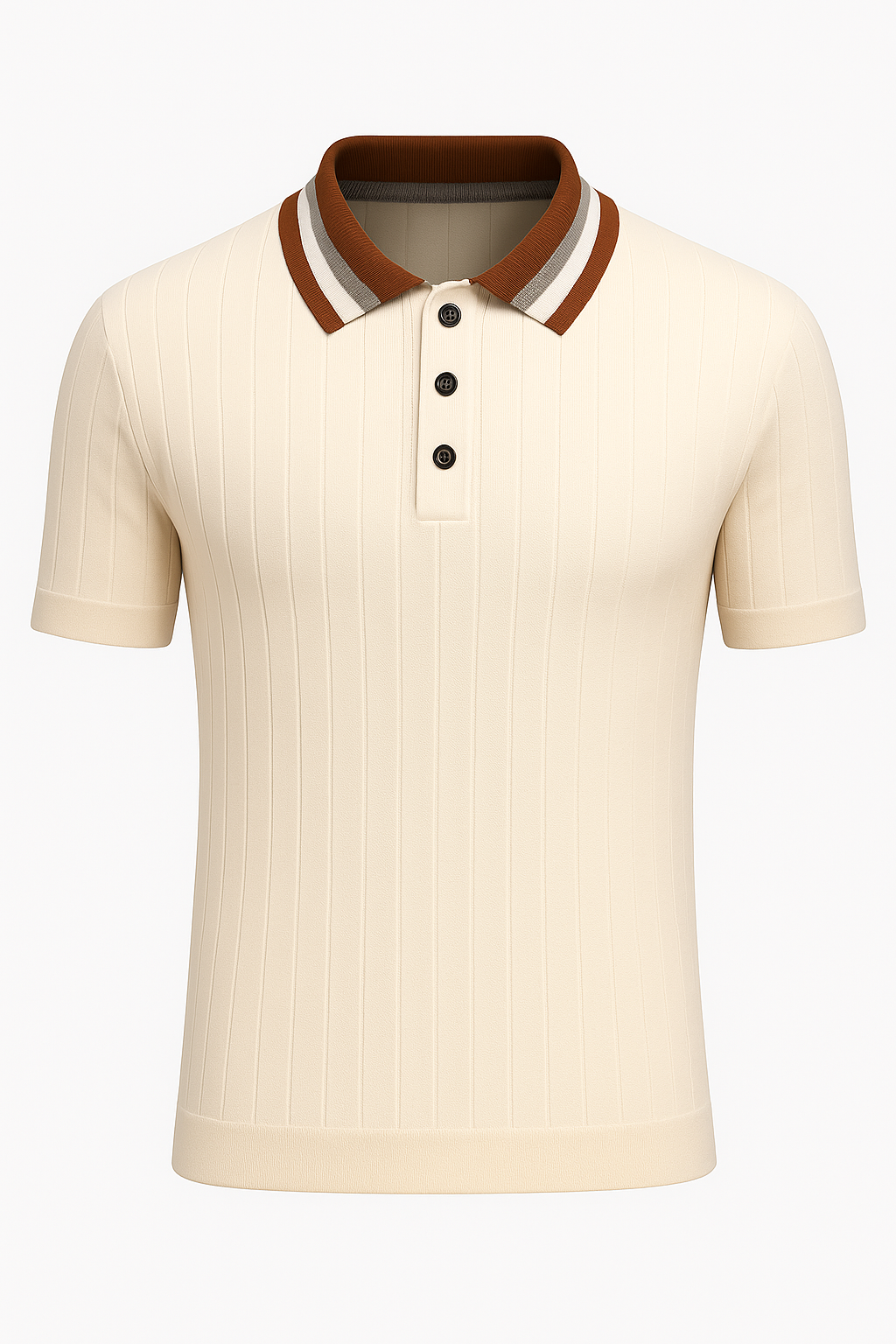 Dario | Polo med ribkant og kontrastfarvet krave - Hvid - Dario | Polo med ribkant og kontrastfarvet krave - €25 - {{ product_tags }