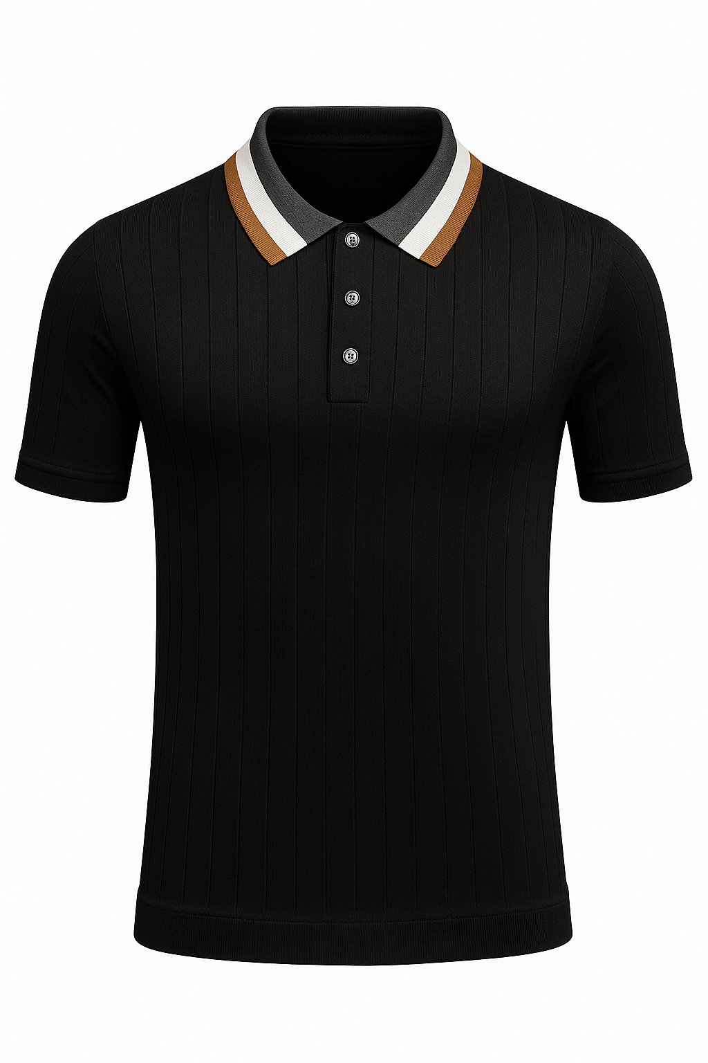 Dario | Polo med ribkant og kontrastfarvet krave - Sort - Dario | Polo med ribkant og kontrastfarvet krave - €25 - {{ product_tags }