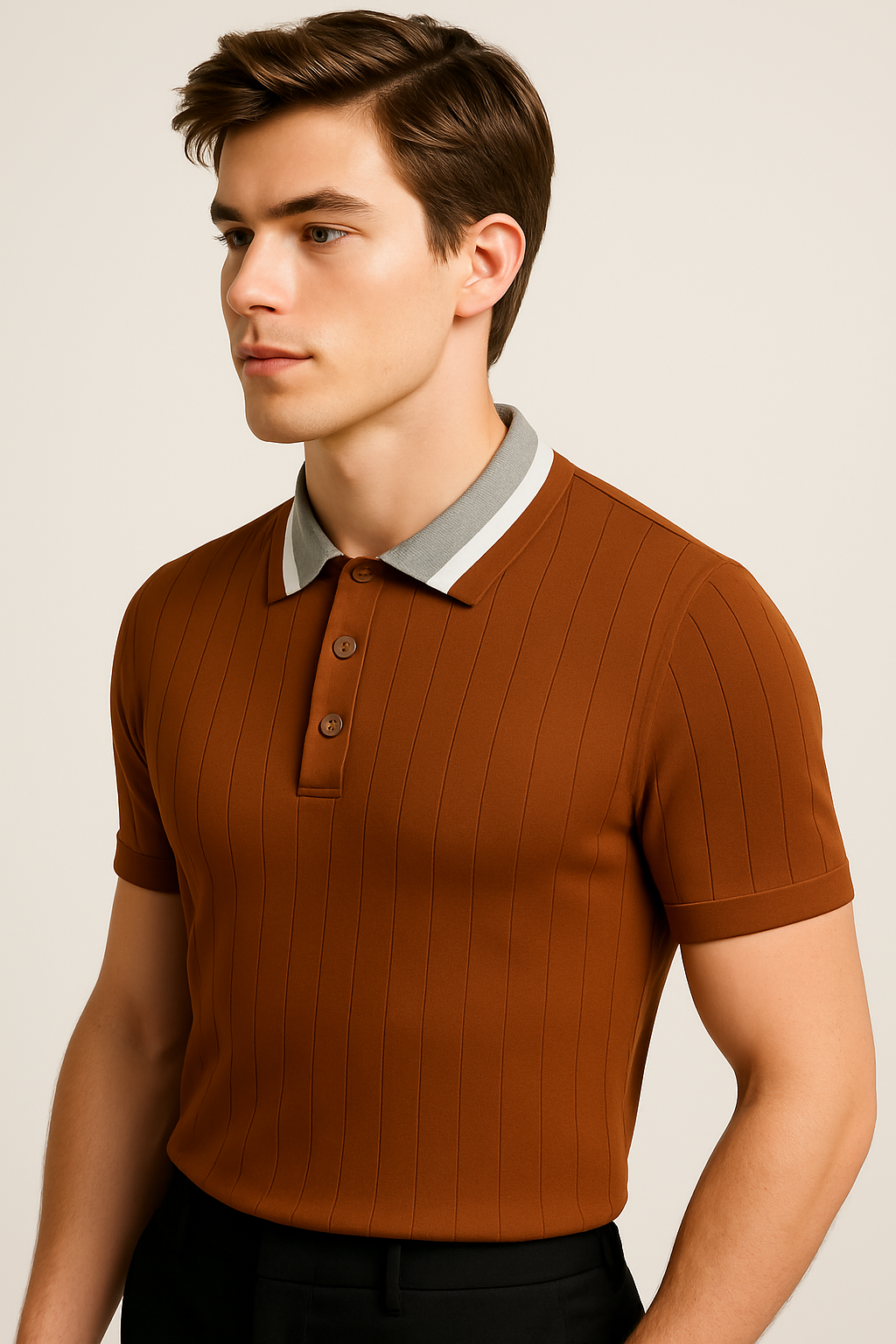 Dario | Polo med ribkant og kontrastfarvet krave - - Dario | Polo med ribkant og kontrastfarvet krave - €25 - {{ product_tags }
