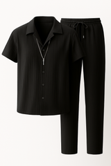 Chester | Set with short-sleeved shirt and matching elastic waist pants