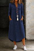 Helen | Casual Elegant lang denim skjortekjole