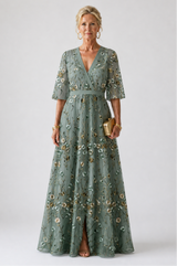 Floral V-Neck Short Sleeve Maxi Dress