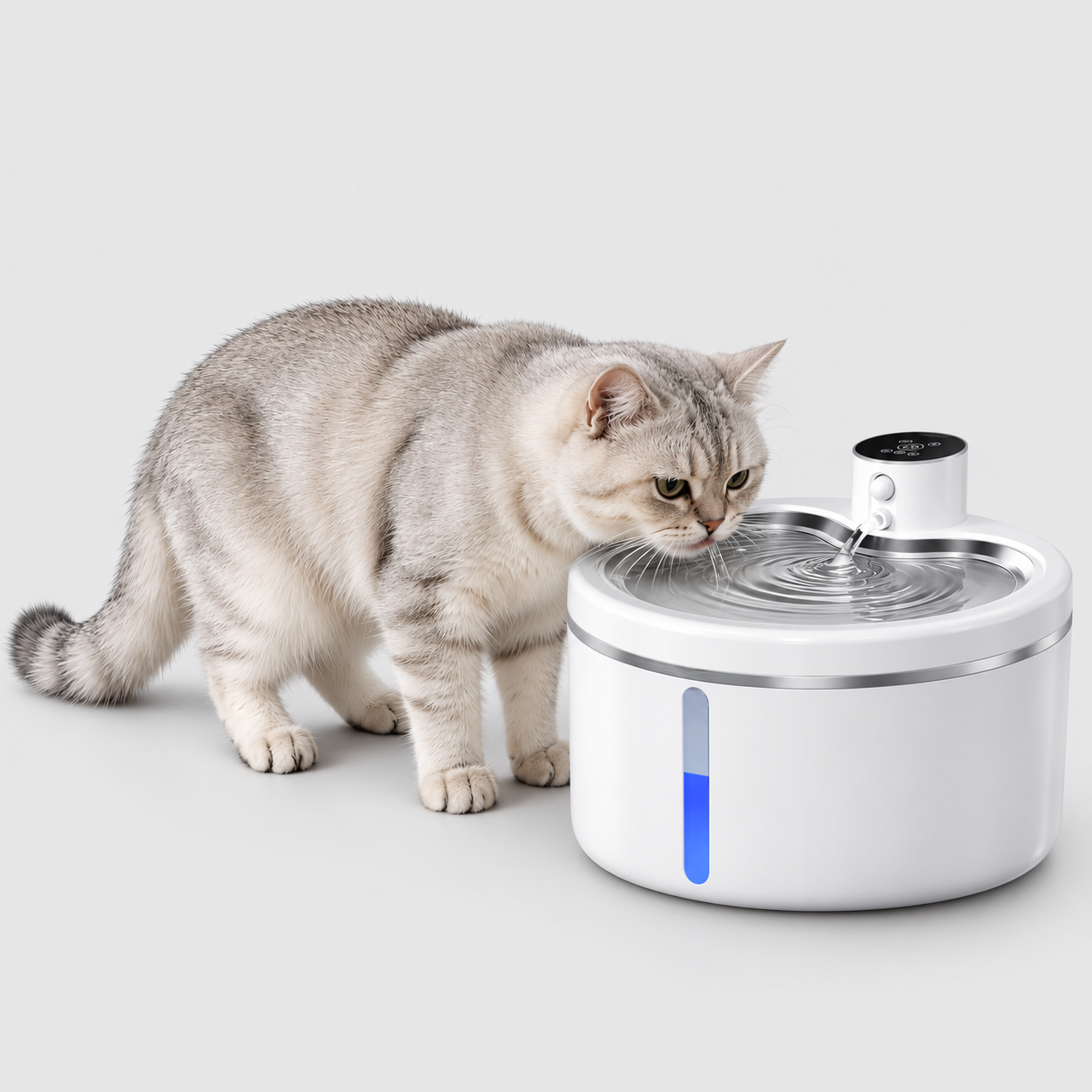 Automatisk Drikkefontæne til Katte og Små Hunde - Rustfri Stål Vandskål med Filter og Bevægelsessensor