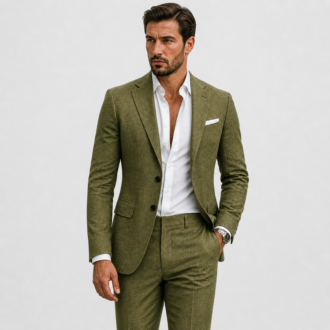 Heren Linnen Pak Slim-Fit Zomerse Elegantie