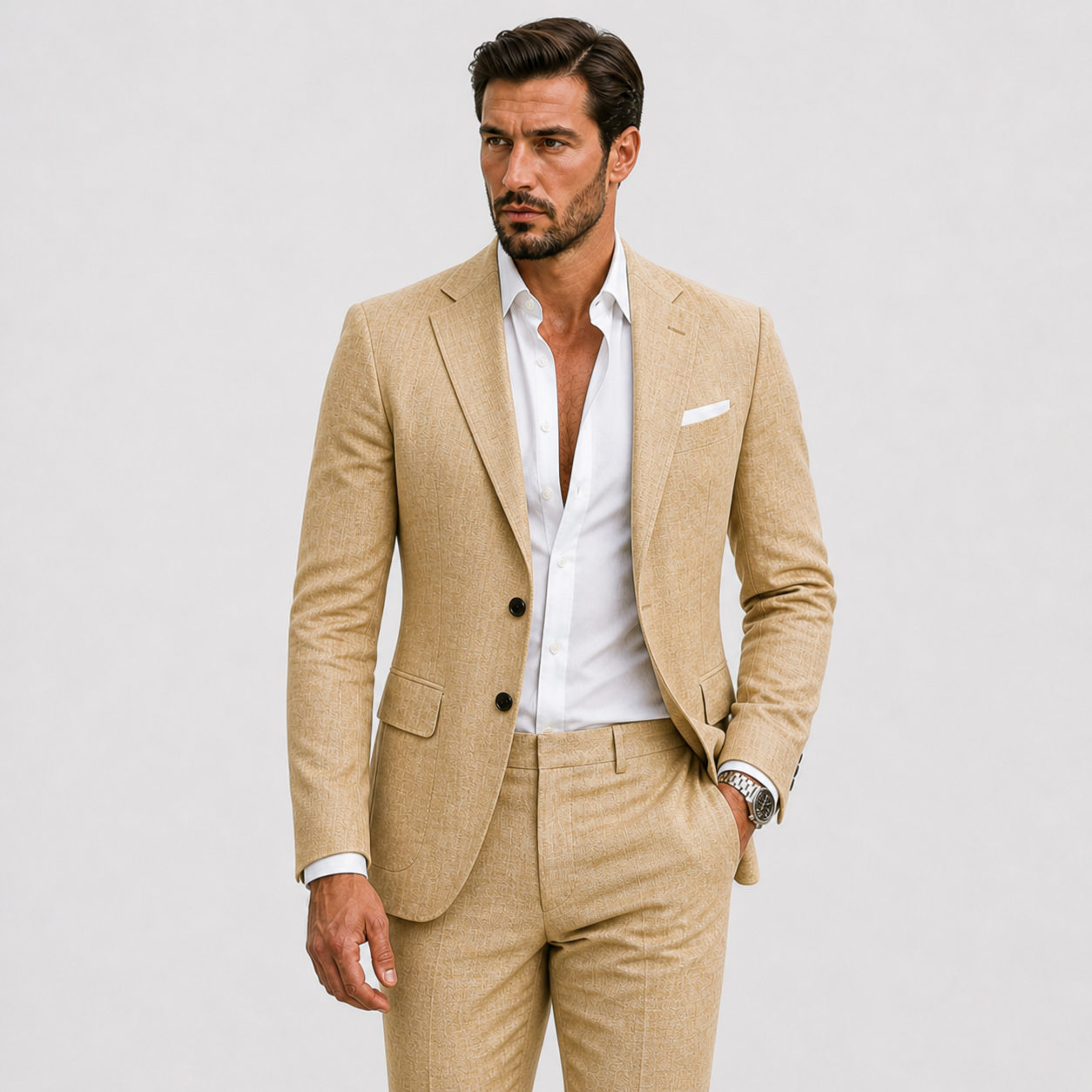 Heren Linnen Pak Slim-Fit Zomerse Elegantie