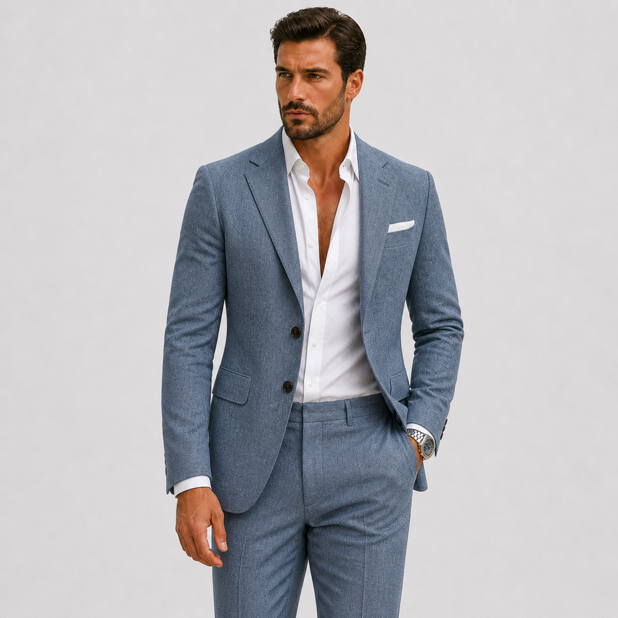 Heren Linnen Pak Slim-Fit Zomerse Elegantie