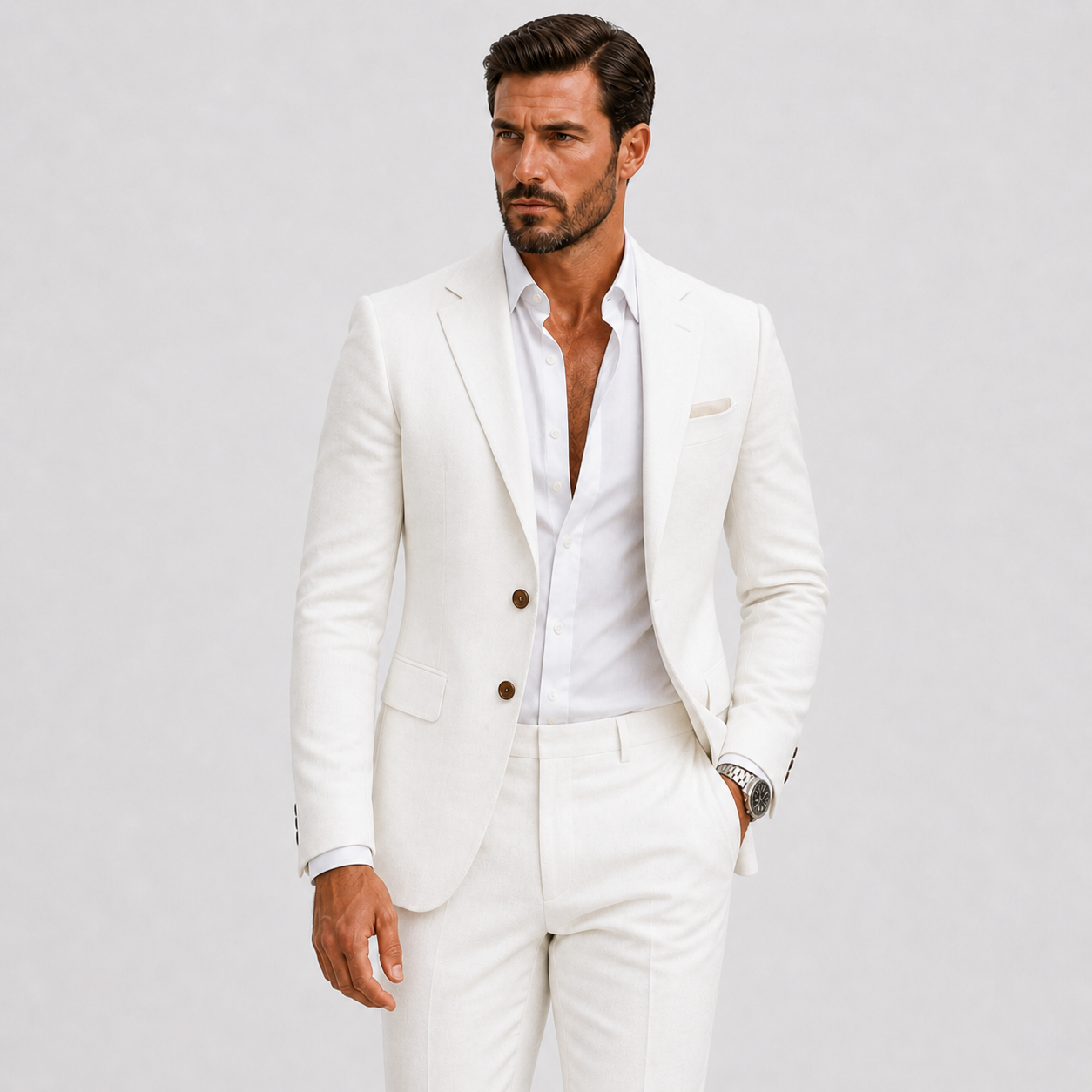 Edel | Kjole Mand Slim Fit i elegant sommerhør - perfekt til ceremonier og arrangementer - - Suits - {{ product_tags }