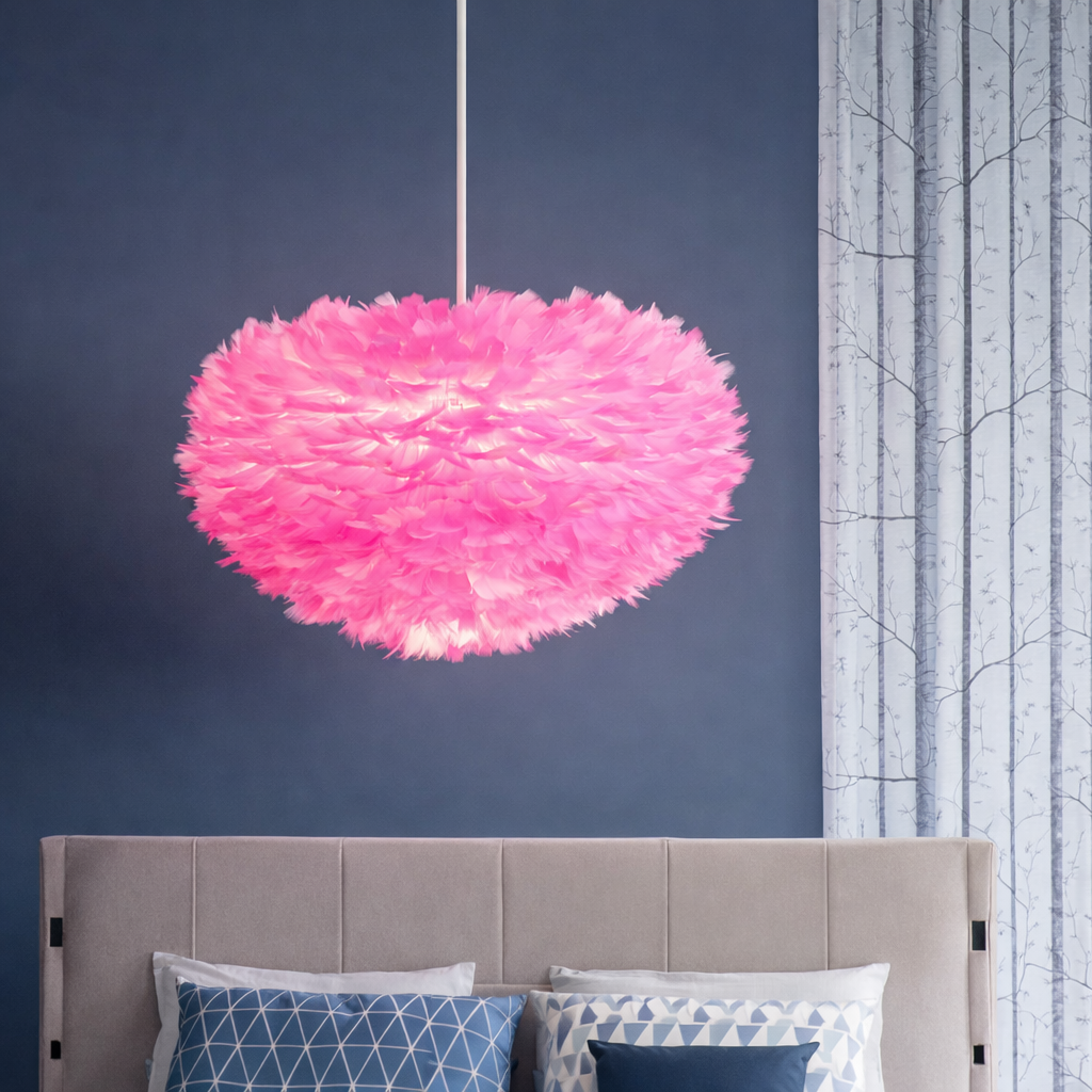 Fjerbesat Kugleformet Pendellampe - - Pendant Light - {{ product_tags }