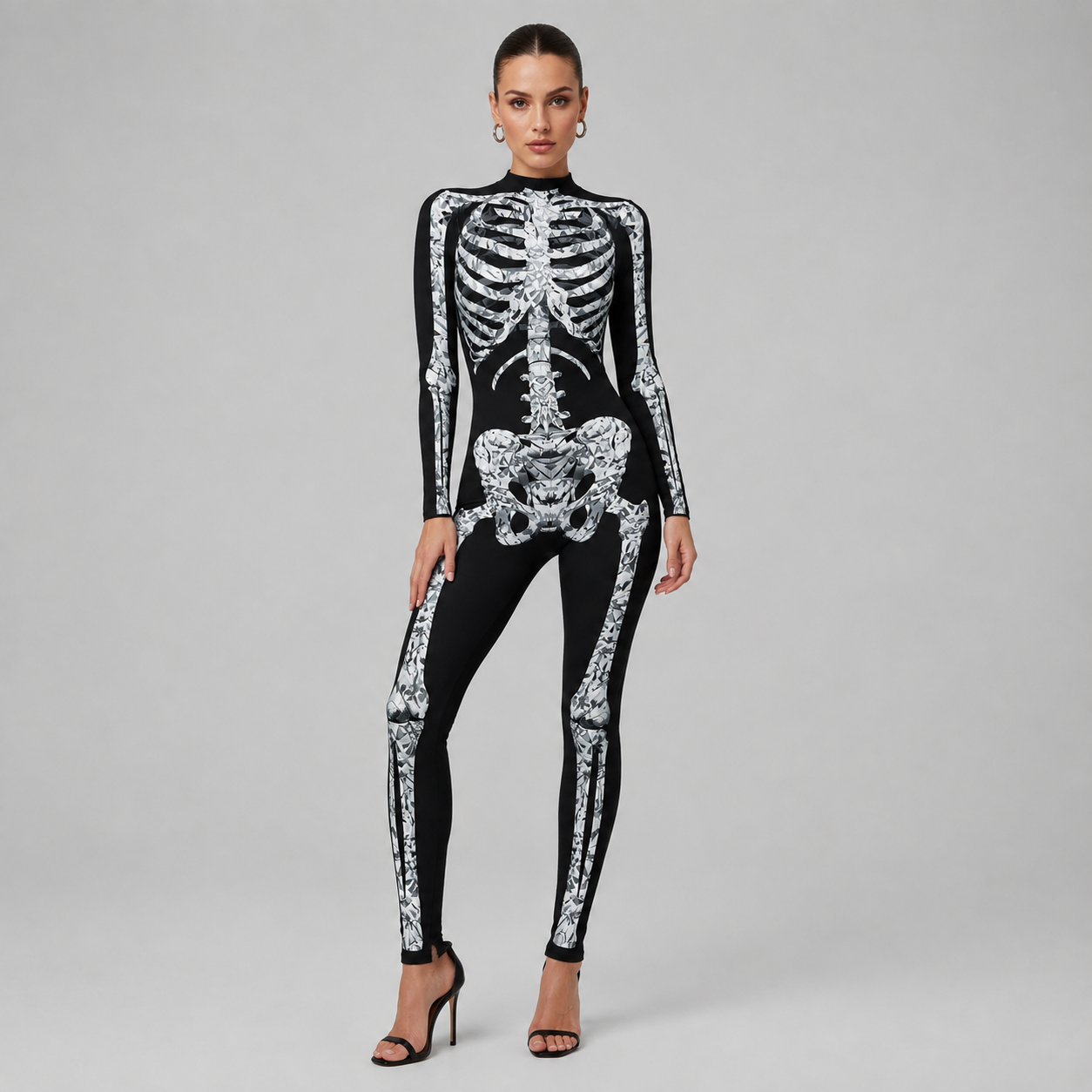 Skelet Jumpsuit Halloween Kostume til Voksne - Lange Ærmer - - Gifts – Seasonal – Halloween - {{ product_tags }