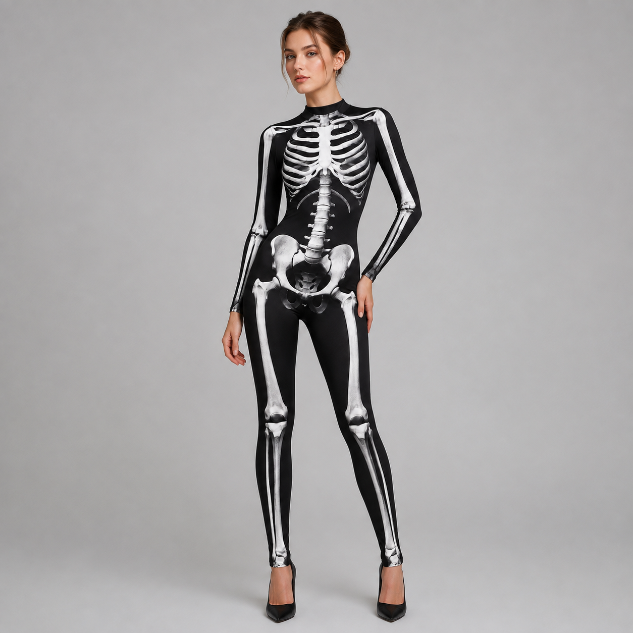 Skelet Jumpsuit Halloween Kostume til Voksne - Lange Ærmer - - Gifts – Seasonal – Halloween - {{ product_tags }