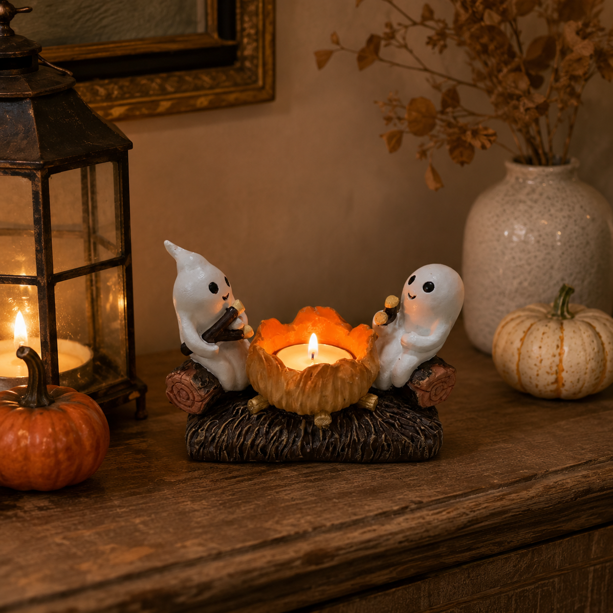 Spøgelses Lysestage til Halloween - Harpiks 12x7 cm Dekoration - - Gifts – Seasonal – Halloween - {{ product_tags }