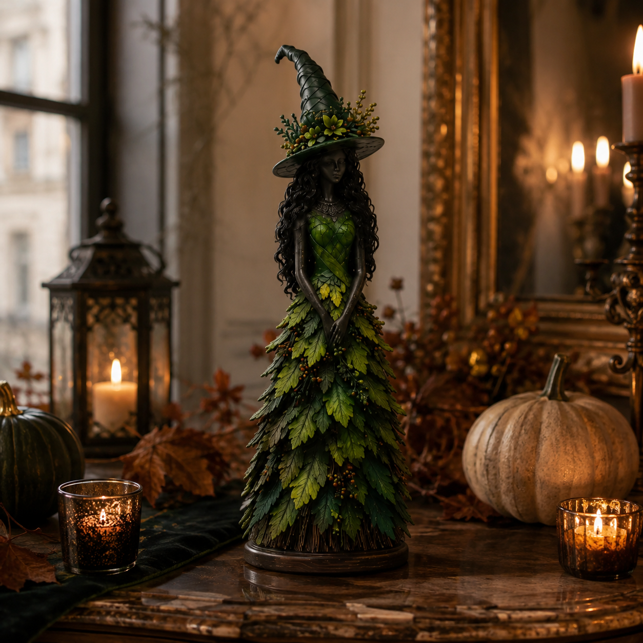 Heksefigur Pynt til Halloween og efterår - Med blade - - Gifts – Seasonal – Halloween - {{ product_tags }
