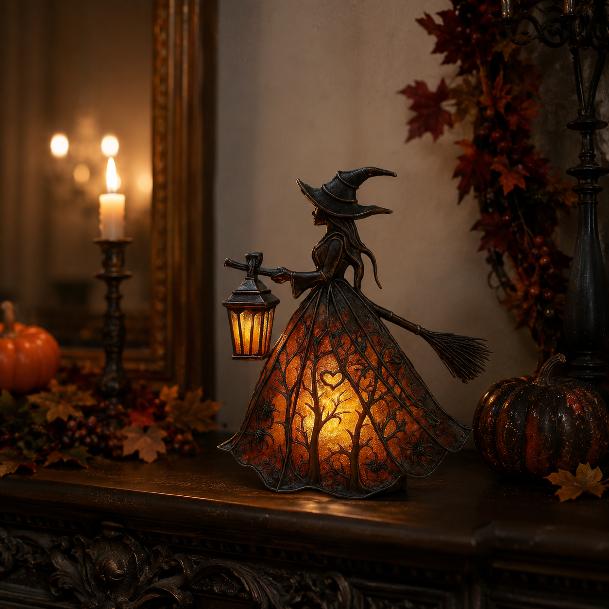 Halloween Heksefigur med Lys - Lanterne og Gotisk Stil USB - - Gifts – Seasonal – Halloween - {{ product_tags }