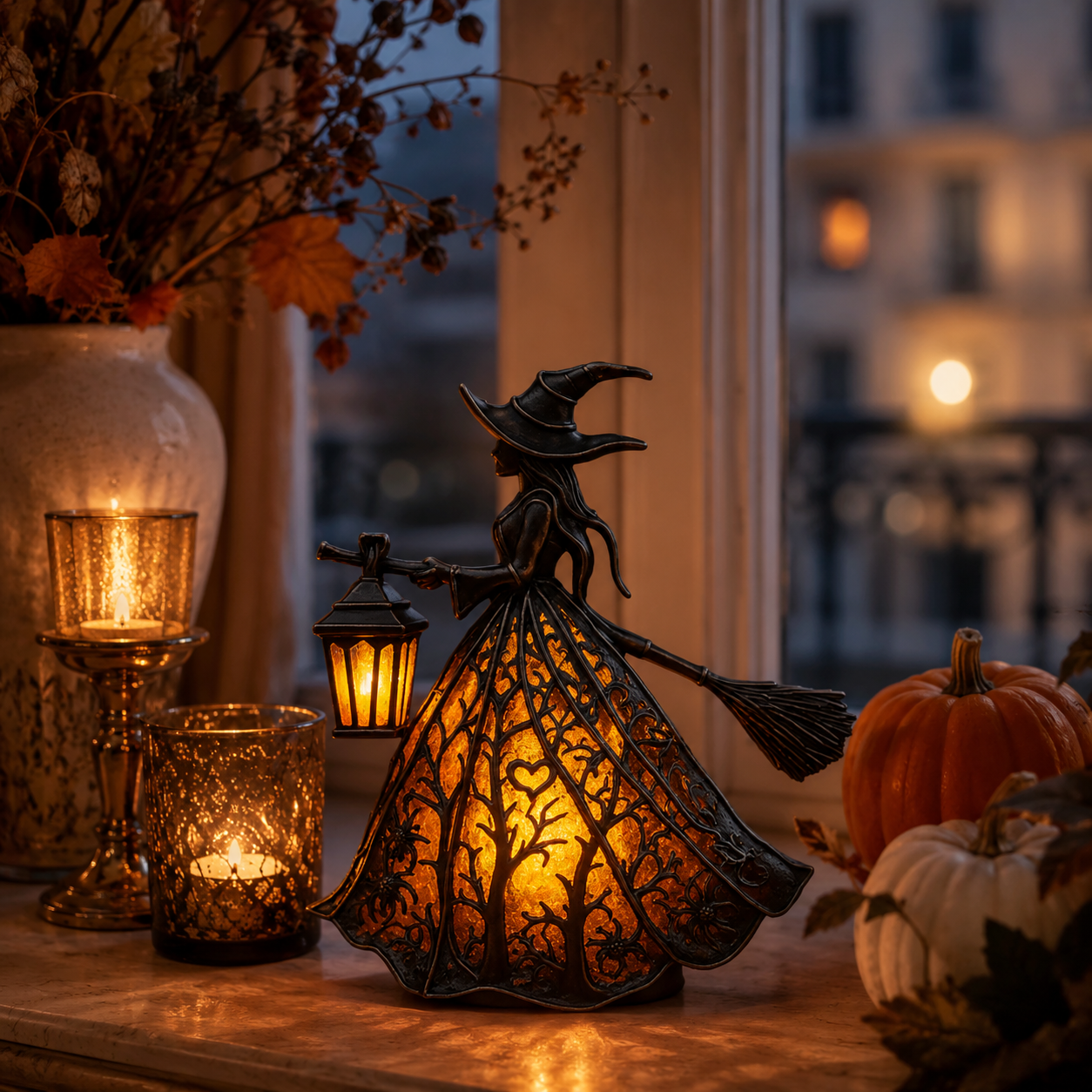 Halloween Heksefigur med Lys - Lanterne og Gotisk Stil USB - - Gifts – Seasonal – Halloween - {{ product_tags }