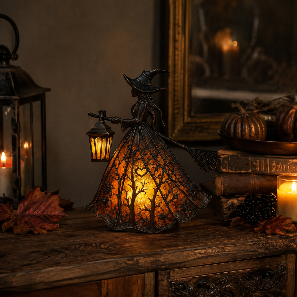 Halloween Heksefigur med Lys - Lanterne og Gotisk Stil USB - - Gifts – Seasonal – Halloween - {{ product_tags }