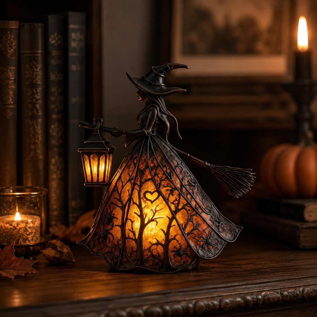 Halloween Heksefigur med Lys - Lanterne og Gotisk Stil USB - - Gifts – Seasonal – Halloween - {{ product_tags }