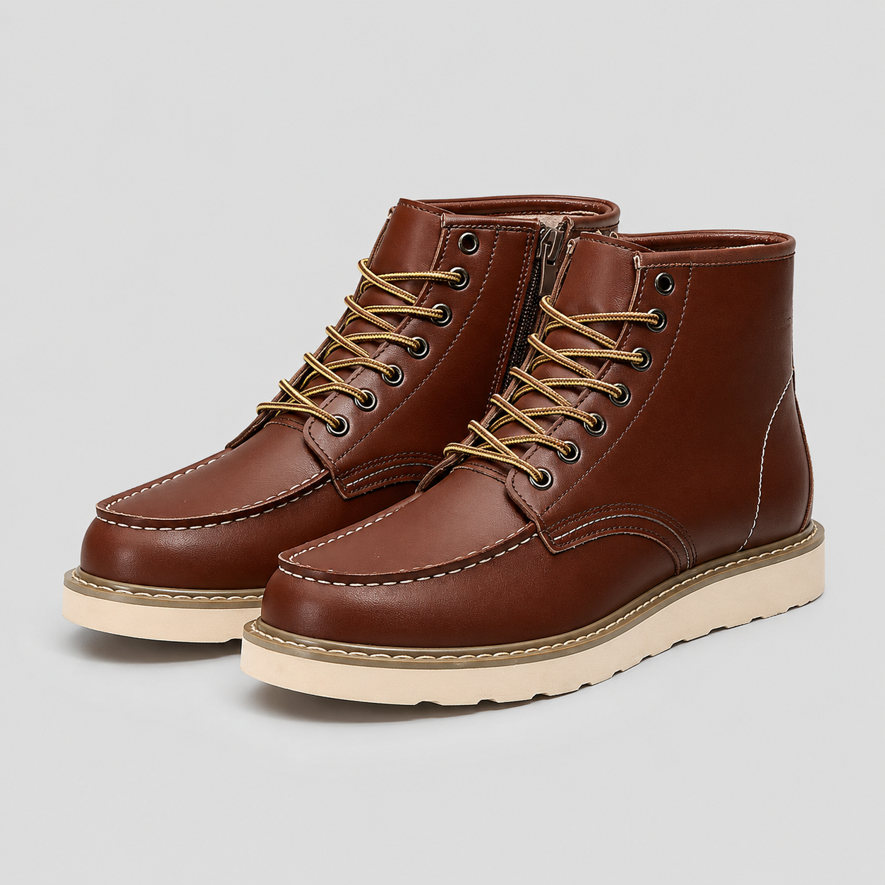 Robuste snørestøvler til mænd med retrolook og god komfort - Mørkebrun - AS - Mens - Boots - {{ product_tags }