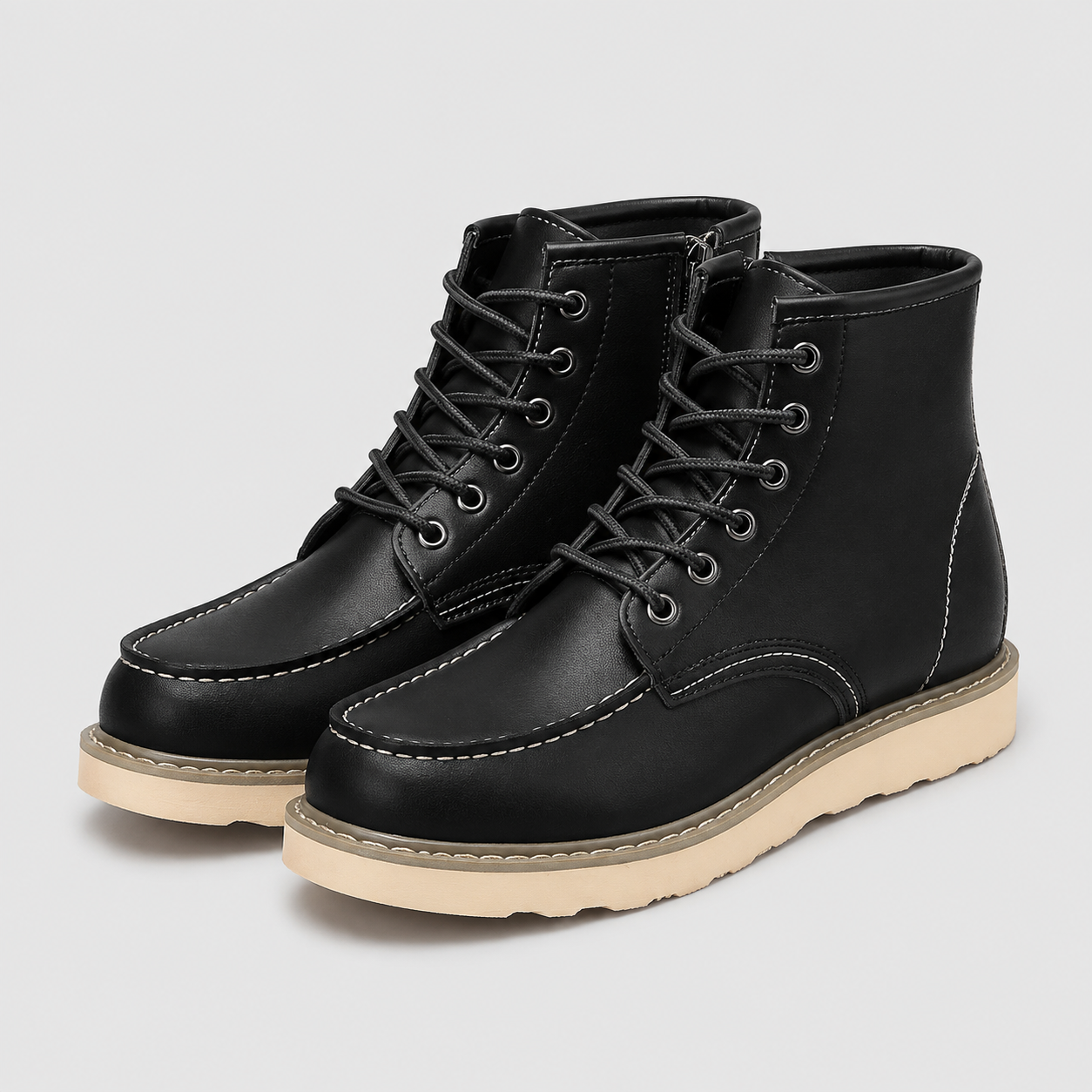 Robuste snørestøvler til mænd med retrolook og god komfort - Sort - AS - Mens - Boots - {{ product_tags }