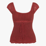 Mina | Vintage Crop Top with Bow Detail