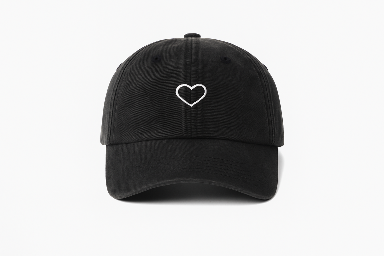 Minimalistisk Hjerte-Kasket | Vaskede grå bomuld Baseballcap - Sort - Minimalistisk Hjerte-Kasket | Vaskede grå bomuld Baseballcap - €25 - {{ product_tags }