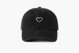Minimalist Heart Cap | Washed Gray Cotton Baseball Cap