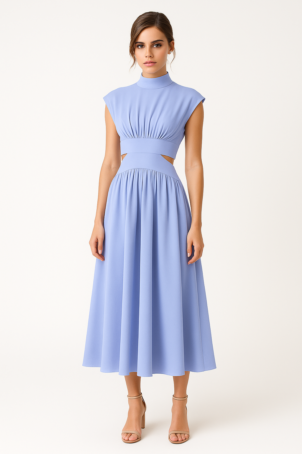 Anna | Elegant kjole i mellemlængde til kvinder med cut-outs og høj krave - - Anna | Elegant kjole i mellemlængde til kvinder med cut-outs og høj krave - €25 - {{ product_tags }