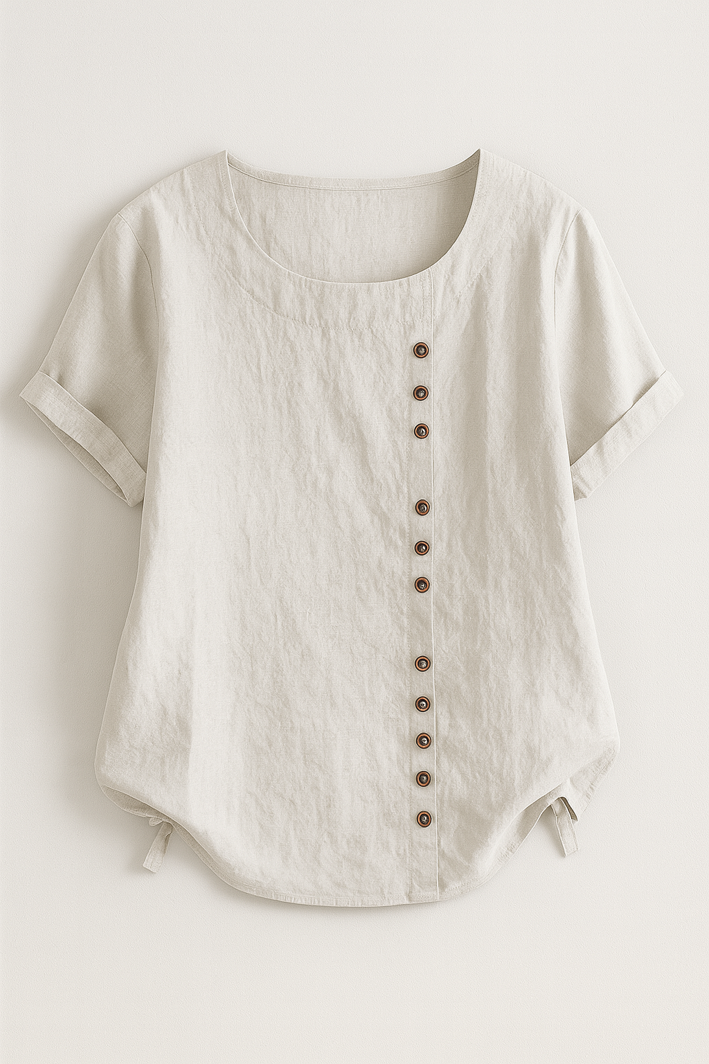Amelia | Damer Linnedbluse med Knaplukning - Hvid - Amelia | Damer Linnedbluse med Knaplukning - €25 - {{ product_tags }