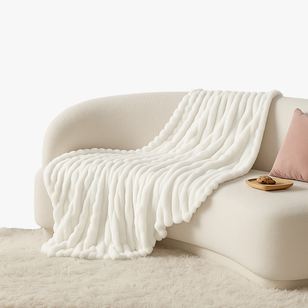 Sophie | Plys tæppe hvid - blødt og komfortabelt til hyggelige stunder - - house & garden - {{ product_tags }