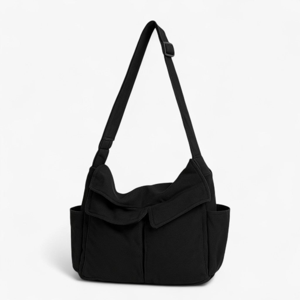 JOSEPHINA - Vintage skuldertaske i kanvas til kvinder - sort - bags - {{ product_tags }