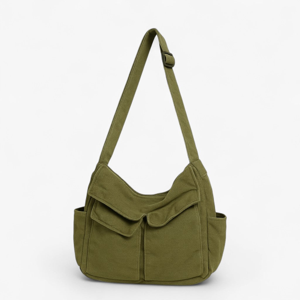 JOSEPHINA - Vintage skuldertaske i kanvas til kvinder - militærgrønt - bags - {{ product_tags }