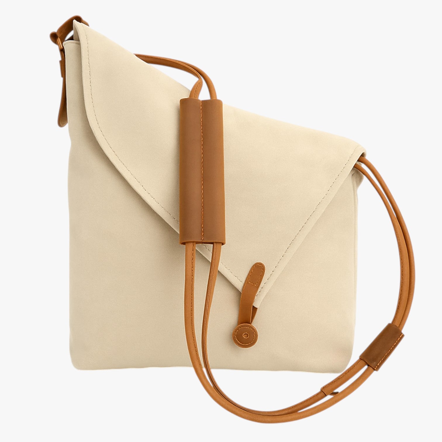 Rostro - Elegant skuldertaske i kanvas med læderremme - Beige - bags - {{ product_tags }