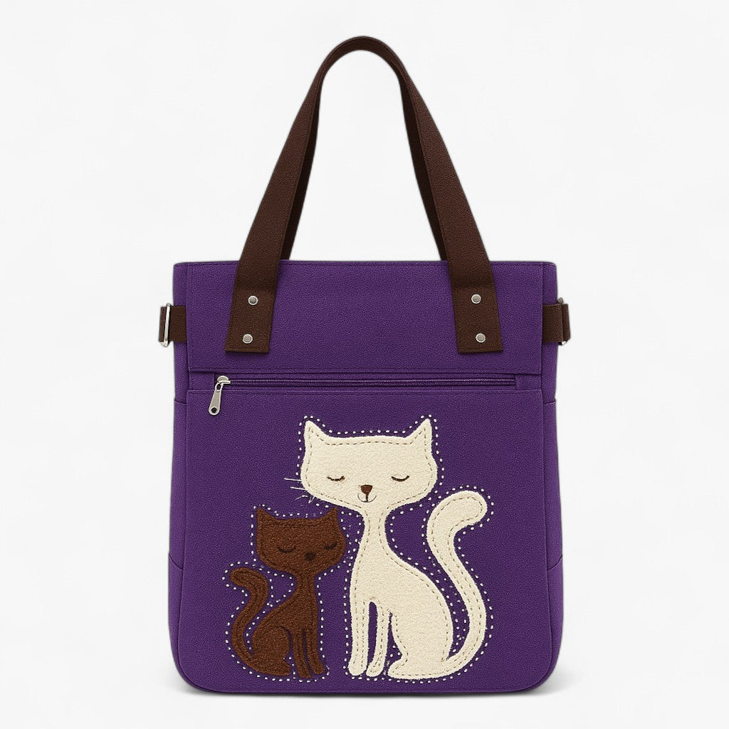 Broderet kat-taske i lærred - Viola - bags - {{ product_tags }
