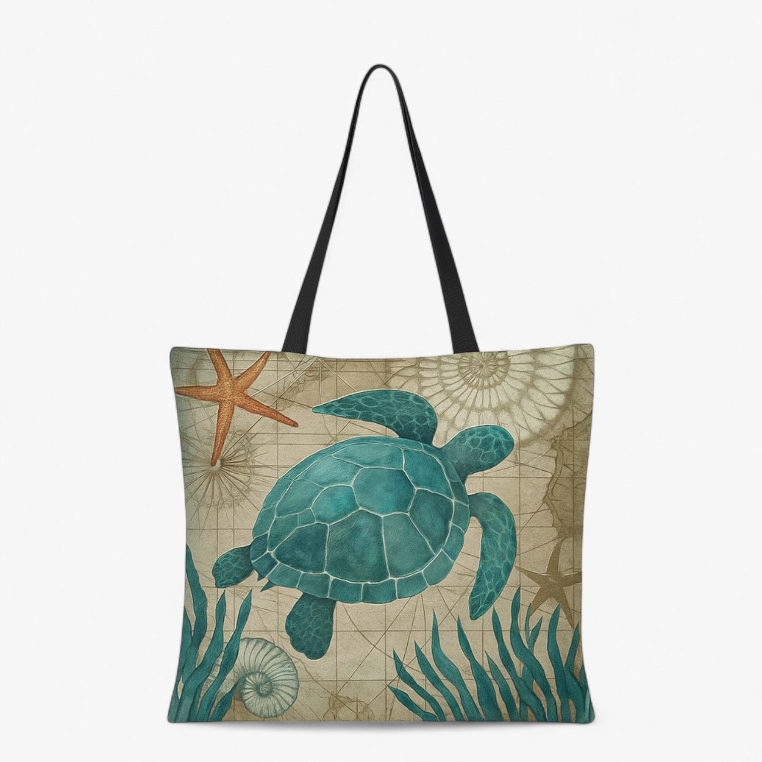 Strandtaske i hør med havprint - Skildpadde - bags - {{ product_tags }