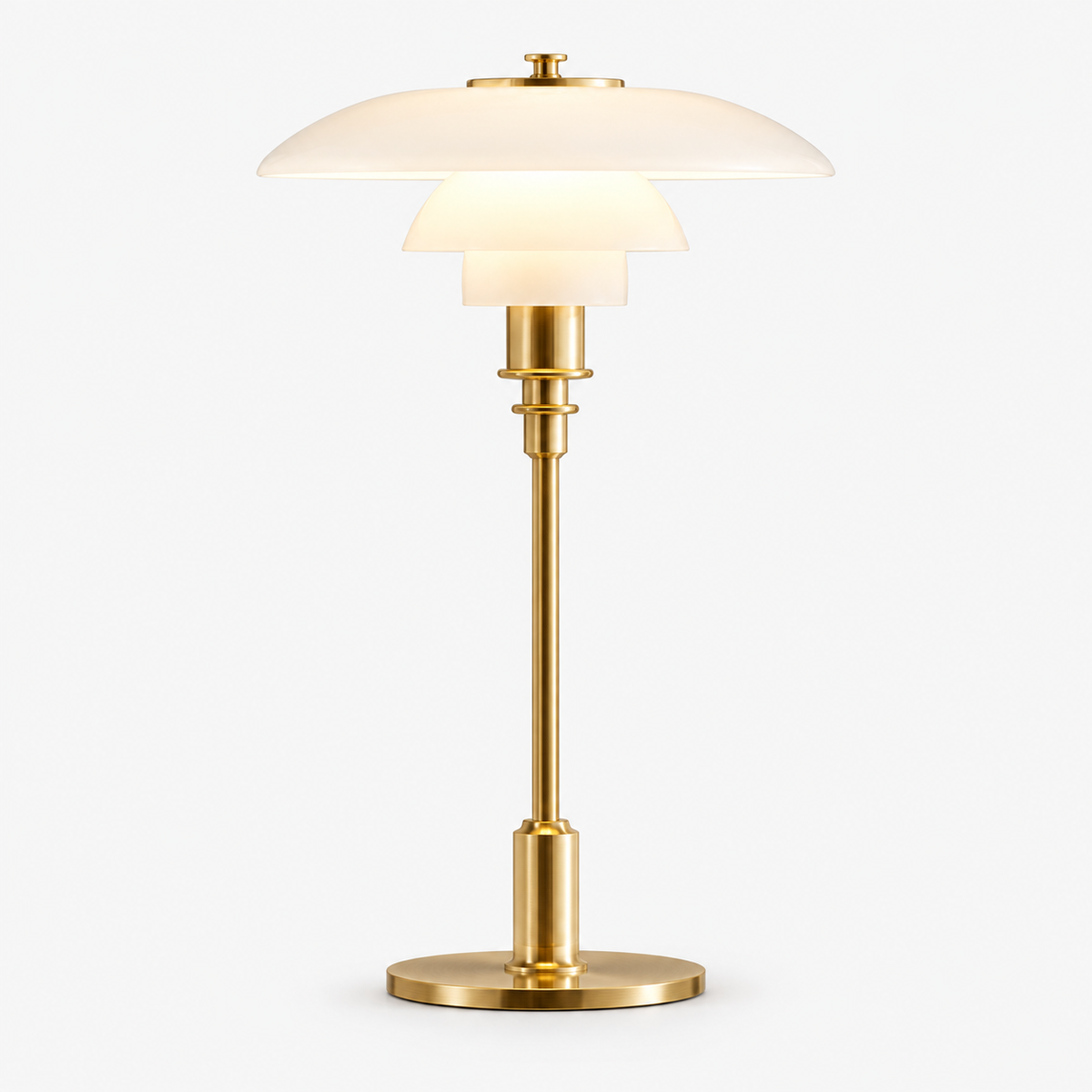 Moderne Dansk Designer Bordlampe - Lagdelt Skærm, LED
