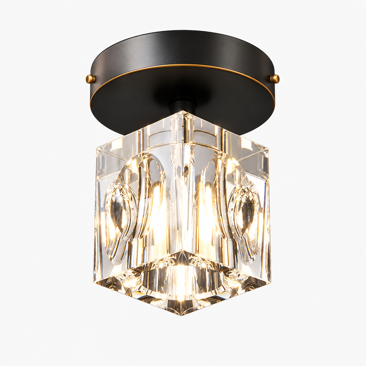 Geometrisk Krystal Loftlampe - Moderne Sort eller Guld Finish
