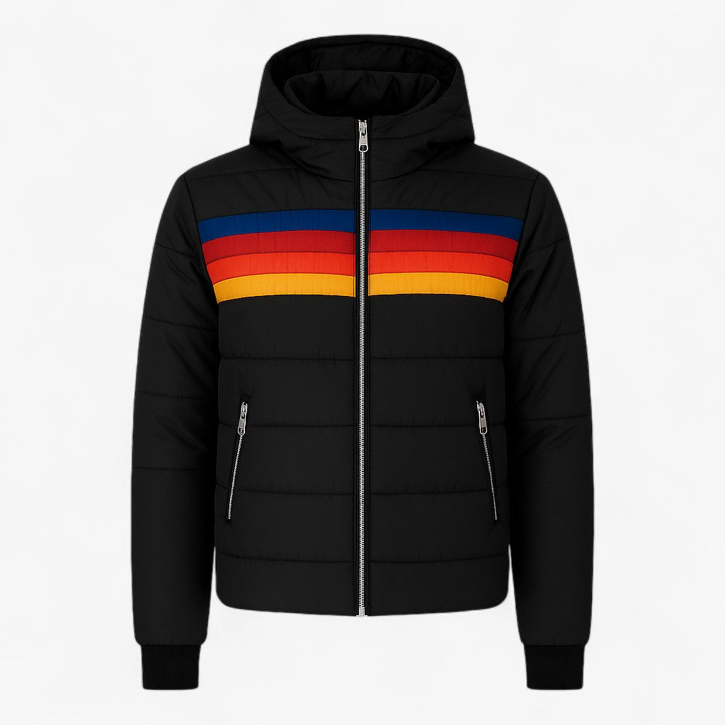 Cléa – Farveblokkede Steppjakke med høj krave - Schwarz - Jackets - {{ product_tags }