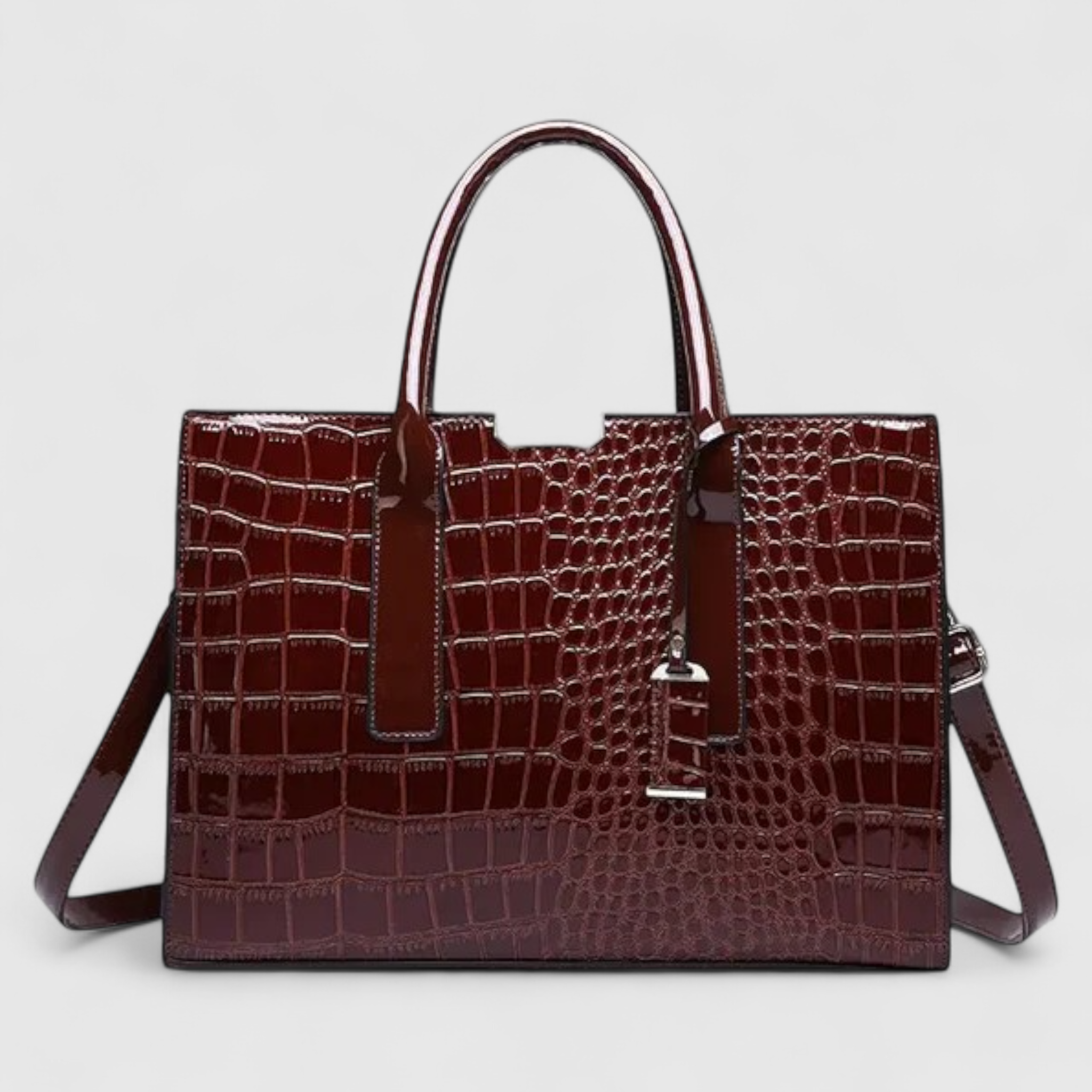 TRIJN - Dametaske med krokodilleprint - Mørkebrun - bags - {{ product_tags }