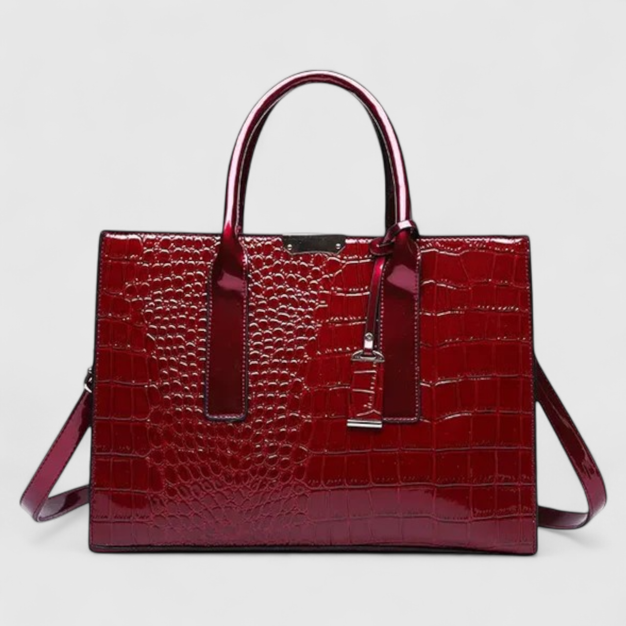 TRIJN - Dametaske med krokodilleprint - Rødvin - bags - {{ product_tags }