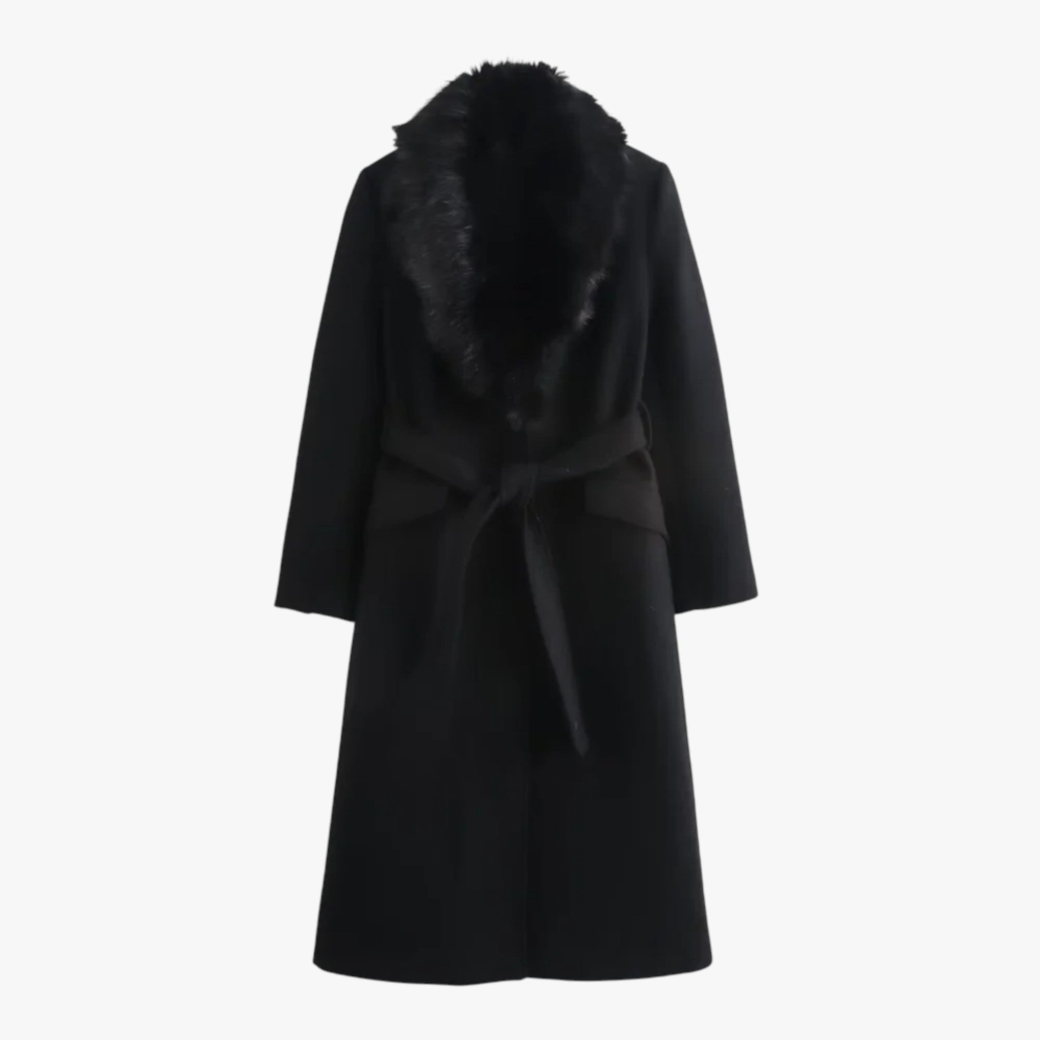 Luna | Dame Frakke med Pelskrave til Vinter - Sort - Damefrakker og jakker - {{ product_tags }